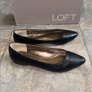 BNIB LOFT Women's Black Leather Skimmer Leather Flats